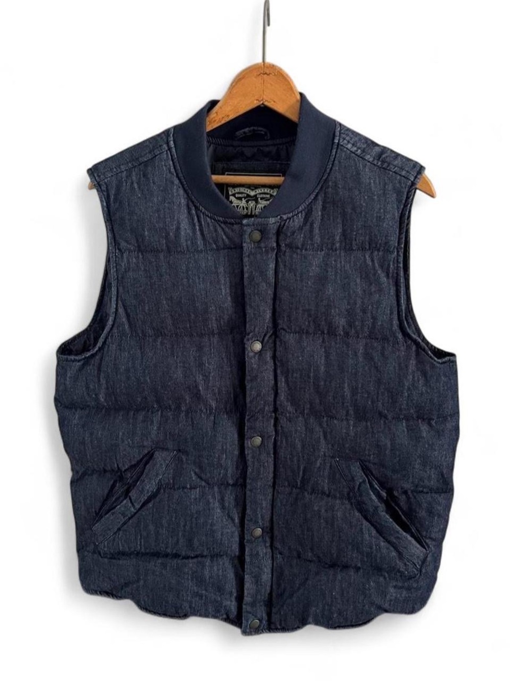 Levi’s Men's Quilted Denim Puffer Vest - Dark Blue Western Cowboy